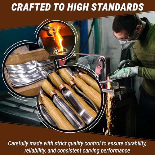 BeaverCraft Wood Carving Gouge 7L/22 Spoon Carving Tools, Chisels - Bowl Gouge, Wood Curved Chisel - Whittling Spoon Knife
