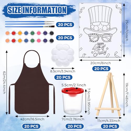 Sherr 140 Pcs 20 Set Pre Drawn Canvas Painting Kit, Independence Day - style: Independence Day