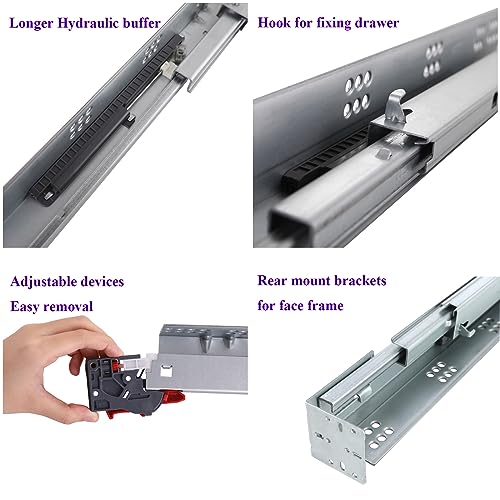 Undermount Soft Close Drawer Slides 12 Inch 6 Pairs Full Extension - size: 12 Inch