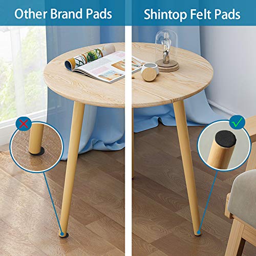 Shintop 50pcs Self-Adhesive Felt Pads for Furniture Protectors (Black)