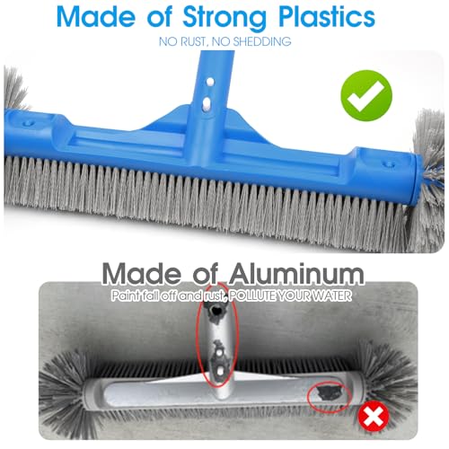 TidyMister Pool Brush for Cleaning Pool Walls, 20'' Pool Brush Head with Detachable Side Brush Nylon Bristles Pool Scrub Brush for Above Ground Pools Ingound Pools, Safe for Vinyl Liner - size: 19.8 Inch