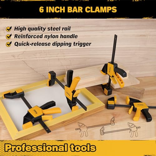 8-Piece Clamps for Woodworking - 4 Pcs 6 inch Bar Clamps, 4 Pcs Heavy Duty Metal Spring Clamps, Bar Clamps with 150 LBS Load Limit, Quick Release Triggers - style: 8-Piece 150lbs
