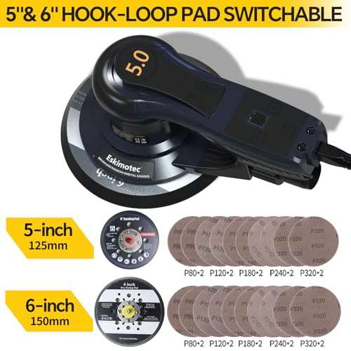 Electric 360W Random Orbital Sander with Dual 5" & 6" Pads Brushless Motor