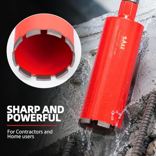 SALI 5 Inch Wet Diamond Core Drill Bit, for Reinforced Concrete, Brick, Block, Stone, 15" Drilling Depth,Core Drill Bit， 1-1/4"-7 Thread - size: 5 Inch