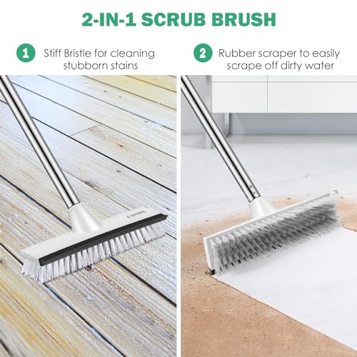 SetSail Floor Scrub Brush, 51-Inch Adjustable Long Handle Brush,Black White - color: Black White, size: 10in