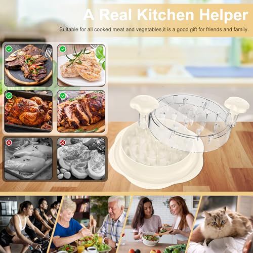 Chicken Shredder Tool Twist Large Meat Shredder with Brush&Fork, Beige - color: White