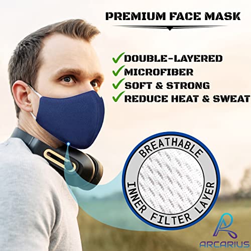 Arcarius Breathable Sports Face Mask – Moisture Wicking Gym & Travel Fit (3-Pack) - color: Navy