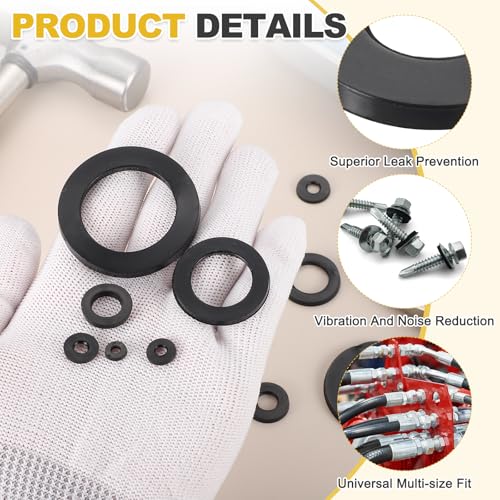 uxcell 36Pcs Rubber Washers, 1/2 OD x 1/4 ID x 0.06" Thickness Flat Washers for Bolts Spacers, Shower Head, Plumbing, Hose Connecting - size: 1/2 OD x 1/4 ID x 0.06"