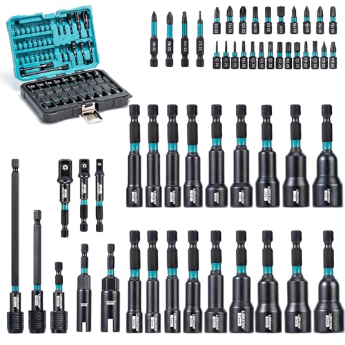 LIBRATON 54PCS Magnetic Nut Driver Set, Impact Drill Driver Bit Set 1/4"