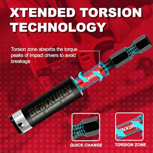 Geinxurn 12PACK Impact Magnetic Screwdriver Bit Holders, 3Inches Extension Socket Drill Bit Holder S2 Alloy Steel Hex Shank Quick-Change Drill Bit Guide - style: 3INCHES -Bit Holder-12PCS
