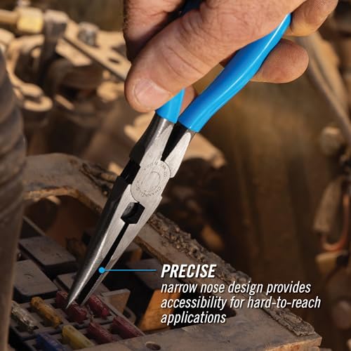 Channellock 317 8-Inch Long Nose Plier with Side Cutter | Needle Nose Pliers with Knife and Anvil - Style Side Cutter | Crosshatch Jaw Forged from High Carbon Steel for Maximum Grip on Materials | Specially Coated for Rust Prevention | Comfort Grips , Blu