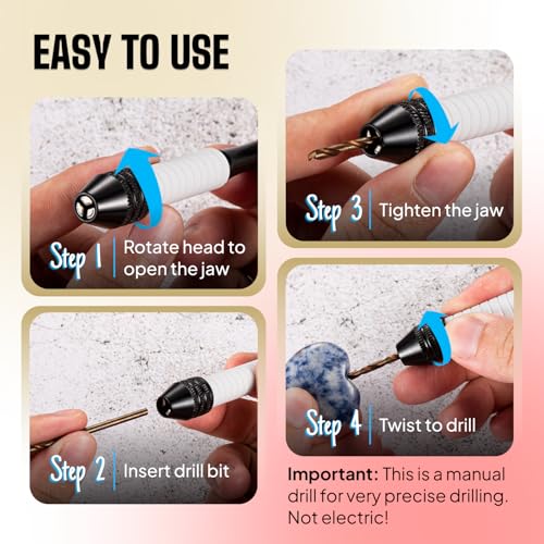 Pin Vise Hand Drill Manual with Micro Drill Bits, Jewelry Drill for Resin - style: Core – 18 Bits