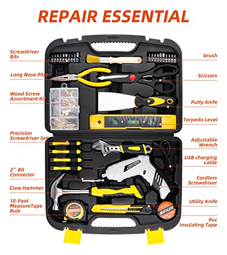 136 Piece Tool Set,General Household Hand Tool Kit with Plastic Toolbox Storage Case-136 Piece… - style: 136 Piece