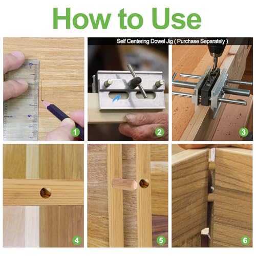3/8" x 1" Wooden Dowel Pins, FoDau770 Fluted Wood Dowel Rods, Natural Beech Wood Dowel Pegs for Crafts, Woodworking, DIY Furniture - 200 Pieces - size: 3/8" x 1"