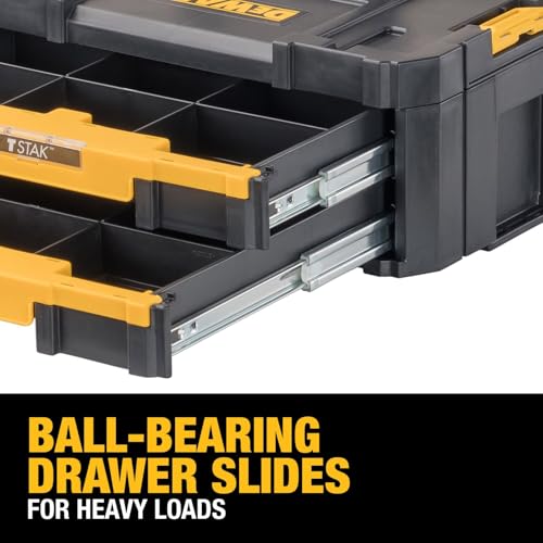 DEWALT TSTAK Tool Storage Organizer with Double Drawers, Holds Up to 16.5 lbs. (DWST17804) - size: 17.3 x 12.3 x 6.9 inches (Pack of 1)