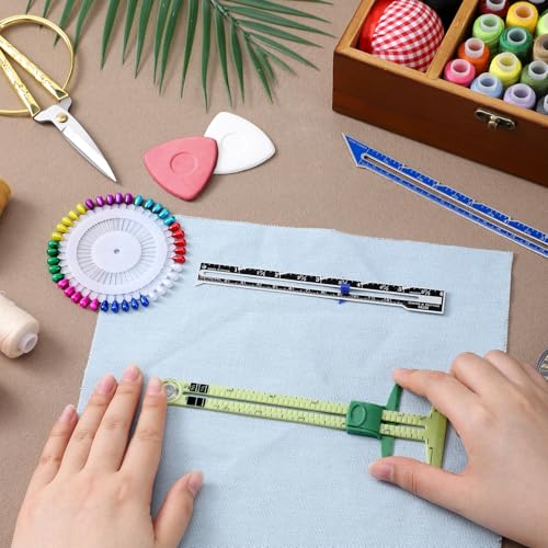 6 PCS Sewing Hem Ruler Measuring Tool Set, Ruler for Sewing 5-in-1 Gauge Rulers Hem Measuring Gauge, T-Shaped Tool for Precise Stitching Quilting Crafting Button Hole Marking