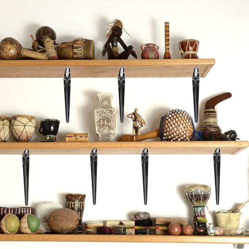 24 Pack 12" x 10" Heavy Duty Metal Shelf Brackets, Floating Shelf Bracket, L Brackets for Shelves, Perfect for 12 Inch Wide Wood Boards, Rustic Farmhouse Decorative Wall Mount Corner Brace - size: 24 Pack 12" x 10" Black