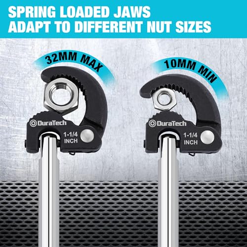 DURATECH 11" Basin Wrench, Sink Wrench, Adjustable Tap Nut Spanner Basin Spanner, Capacity of 3/8" to 1-1/4" for Fixing Back and Union Nuts Under Sink - size: Basin Wrench, style: Adjustable