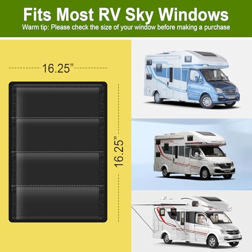 RV Door Window Shade Cover 25" (L) x 16" (W), Foldable Hook&Loop Design, RV Blackout Window Cover with UV Protection, Waterproof Fabric, Reflective - color: Light Black, size: 1 Pack (25"L x 16"W)