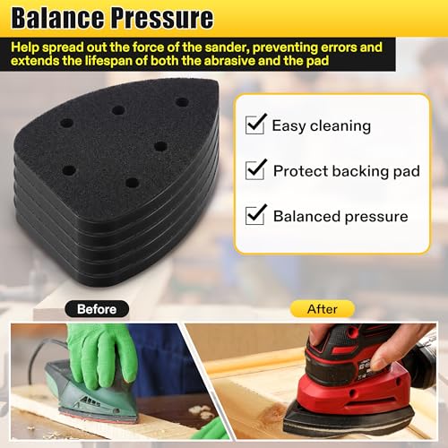 5 Pcs 6 Holes Foam Sanding Pad, Black, Compatible with Ryobi Sander - color: Black, size: 6 Holes