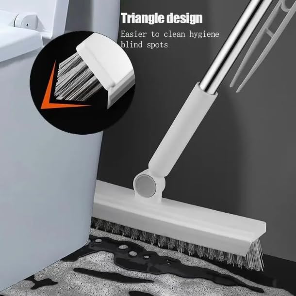 HomeBeyond Grout Cleaner Brush with Long Handle, V-Shaped Swivel Scrub Brush for Bathroom, Tile Lines, Kitchen, Garage, Deck & Crevices, Stiff Bristle Floor & Wall Cleaner