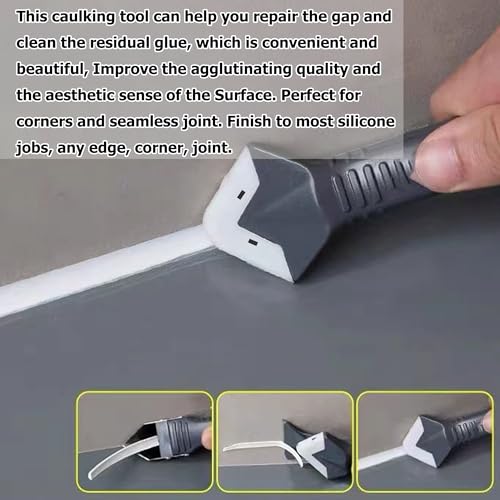 Caulk Gun Kit for 10oz Caulk Tubes – Silicone Caulking Gun, Caulk Remover, Sealant Finishing Tool & Grout Scraper – 10:1 Thrust Ratio for Precision Home and Outdoor Repairs