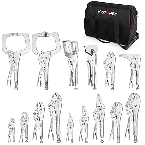 MAXPOWER 15-Piece Locking Pliers & Welding Clamps Set with Tool Bag