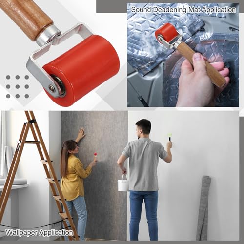 HARFINGTON 2pcs Car Seam Roller Automotive Audio Sound Deadening Roller - color: Red, size: 50mm/2"