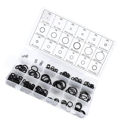 Eujgoov 225pcs Nitrile Rubber O Washer Sealing Assortment Kit 18 Sizes for Car Auto Vehicle Repair, Fittings, AC Manifold, Well Packaged in Re-sealable Plastic Case, No Pollution,