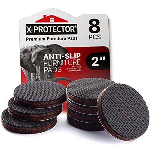 X-PROTECTOR Non Slip Furniture Pads - 8 pcs Premium Furniture Grippers 2"! - size: 8 Round 2"