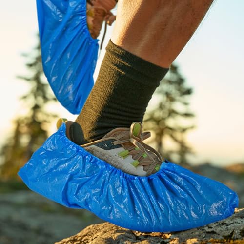 14 Pcs Shoe Covers Disposable Non Slip, 7 Pairs Plastic Shoes Protectors, Thick Boot Cover, Stretchable, One Size Fit Most, Protect Your Shoes, Floor and Carpet (14)