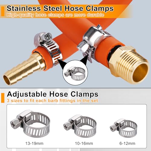 48PCS Brass Hose Barb Fittings with Clamp,Splicer Mender & Adapter - size: 48pcs barb splicer & barb adapter