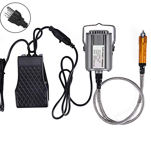 Rotary Tool Flex Shaft Hanging Grinder Carver Electric Multi-function Metalworking Tools Repair Kit, Foot Pedal Control, 780W Strong Power, Metal Flexible Shaft, 23000 RPM - style: Strong 780W, 0.4-6.5mm Chuck