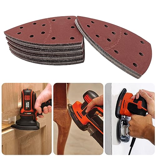 50 PCS Mouse Detail Sander Sandpaper, 180 Grit Palm Sander Sandpaper 11 Holes Hook and Loop Sander Pads Triangular Sanding Sheets Abrasive Sanding Paper for Mouse Sander - size: 180 Grit