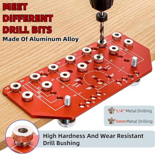 7 Holes Shelf Pin Jig and Hinge Jig, 1/4 Inch and 5mm