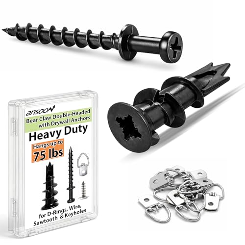 30Pc Self Drilling Black Drywall Anchor and Double Headed Hanger Screws Kit - size: #8 - 15B