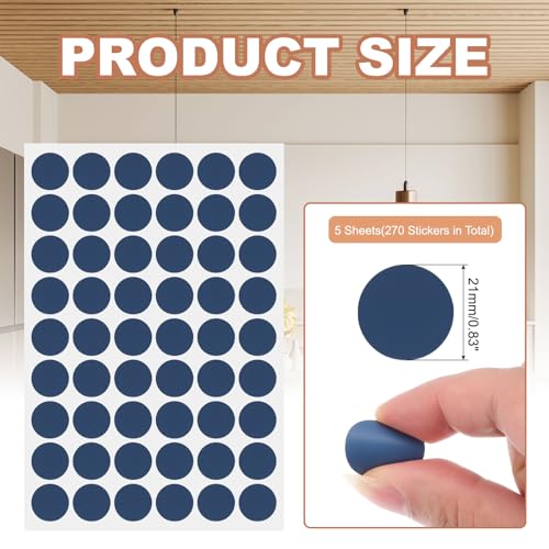 PATIKIL 270 Pieces Screw Hole Stickers, 5 Sheet Self-Adhesive Waterproof PVC Wood Grain Sticker for Screw Holes Wall Cabinets Desk Repairing, Dark Blue, 21mm/0.83 Inch - color: Dark Blue