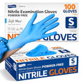 Supmedic Medical Soft Max Nitrile Exam Gloves Powder-Free Disposable 100 Ct - color: Blue (Small)