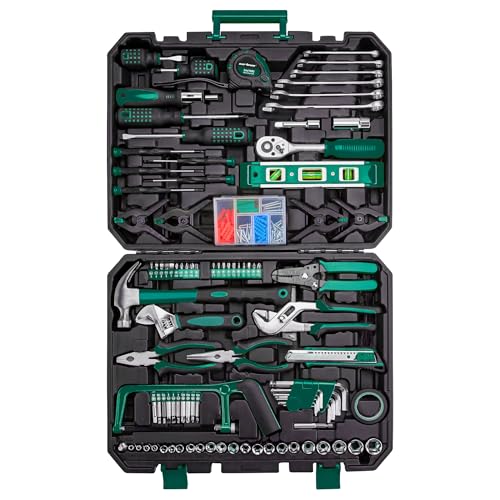 CARTMAN 238-Piece Tool Set, Green Auto And Home Repair Kit With Storage Box - color: Green