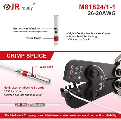 JRready 10Sets IP68 Waterproof Heat Shrink Butt Splice Kit MiniSeal Environmental Splice Connector 26-20 AWG (D-436-36 M81824/1-1) Copper Barrel Crimp Crimp Butt Connectors with PVDF/PE Tube - color: 20#Red-10Sets