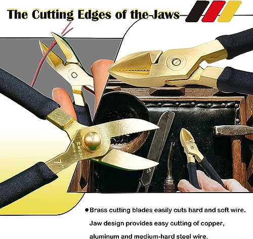 WEDO 7-inch Diagonal Cutting Pliers, Diagonal Cutters Wire Cutters, Brass Side Cutting Pliers, Side Cutter with Non-Slip Handle, Length 175mm, Die-Forge, Corrosion Resistant, DIN Standard - size: 7-Inch Diagonal Cutting Pliers