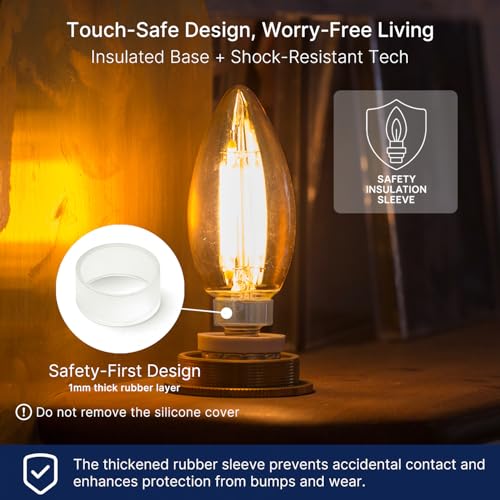 FLSNT 60W Equivalent LED Chandelier Light Bulbs, Dimmable, E12 Base, Clear B11 LED Filament Candelabra Bulbs, 2700K Soft White, 6 Pack - color: 2700k Soft White, size: 6 Count (Pack of 1)