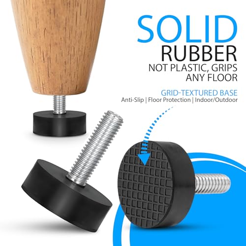 12PK Rubber M6 Leveling Feet, Adjustable Levelers with Inserts - size: Metric M6 thread