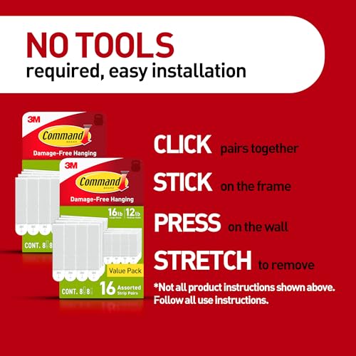 Command Medium and Large Picture Hanging Strips, Damage Free Hanging Picture Hangers, No Tools Wall Hanging Strips for Living Spaces, White, 16 Medium Pairs and 16 Large Pairs (64 Total) - size: 16 Large Pairs, 16 Medium Pairs