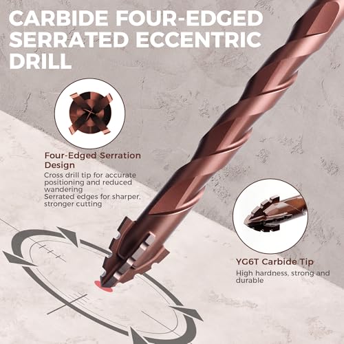Masonry Drill Bit Set 10 Pcs(1/8"-1/2"), Masonry Drill Bits for Concrete - size: 10 Pcs (1/8"-1/2") Brown