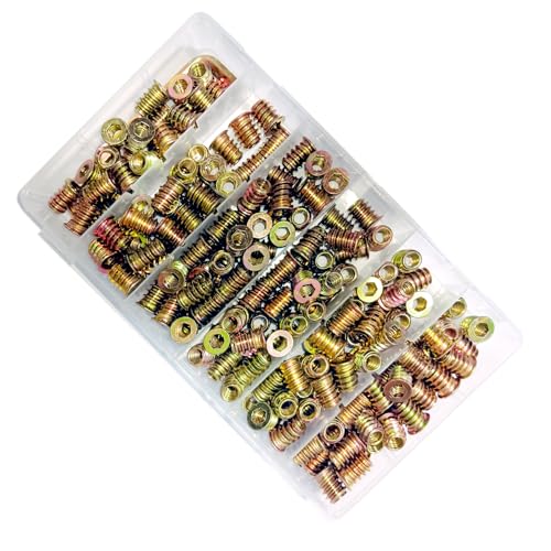200pcs Threaded Inserts for Wood, 1/4"-20x15mm Screw in Nut with Hex Wrench - size: 1/4"-20 x 15mm