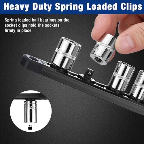 WORKPRO Magnetic Socket Organizer, Heavy Duty 1/4-Inch Drive Socket Rail - color: Black, size: 1/4" DR