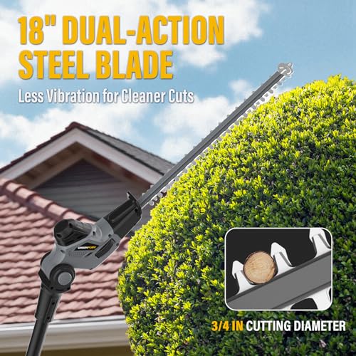 2-in-1 Pole Saw & Hedge Trimmer Compatible with Dewalt 20V MAX (Tool Only) - color: Gray