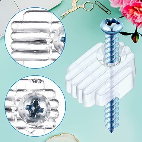 Blulu 20 Pack Glass Mirror Holder Clips for Wall Mounting | Glass Mirror Hanging Kit, Offset 0.24 Inch/ 6 mm, Hanging Retainer Fasteners with Screws and Anchors, for Fixing Cabinet Door - style: Basic Style