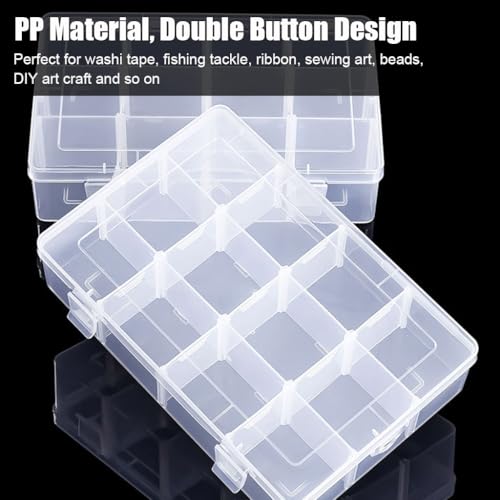 2 Pcs 12 Grids Clear Organizer Box Plastic Storage Container with Adjustable Dividers for Electronics Jewelry Beads Art DIY Crafts Fishing Small Parts - color: 2 Pcs 12 Grids Large